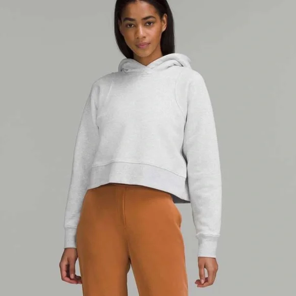 ❤️LULULEMON LOUNGEFUL CROPPED HOODIE/JACKET-HEATHERED ULTRA LIGHT GREY-10/12❤️ - Picture 6 of 16
